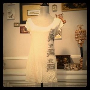 💔Sold💔 Pale Green Tunic Tee with Victorian Stove