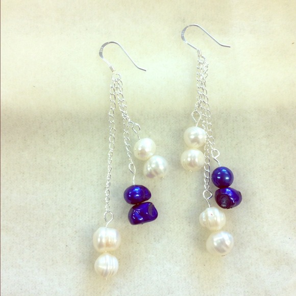 Freshwater Pearl Sterling Silver Dangle Earrings