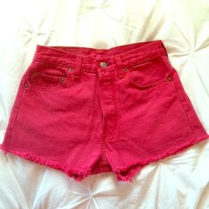 LOWERED PRICE. 26 in, Red High Waisted Levi Shorts