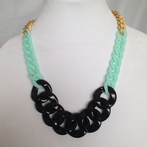 Mint Green, Black, and Gold Necklace