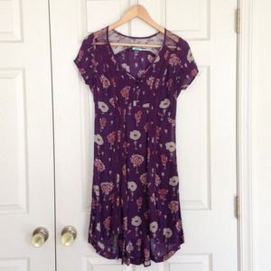 Plum floral short sleeved dress