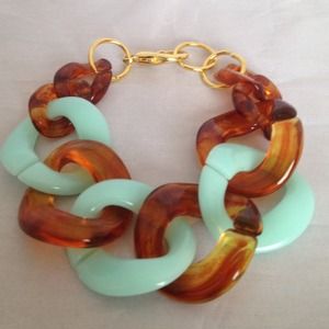 Mint Green and Tortoise Link Bracelet