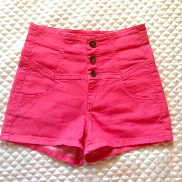 LOWERED PRICE. Pink High Waisted Shorts - Picture 1 of 4