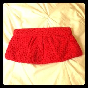 Old Navy red crochet clutch