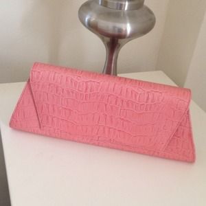 The Limited pink faux crocodile clutch