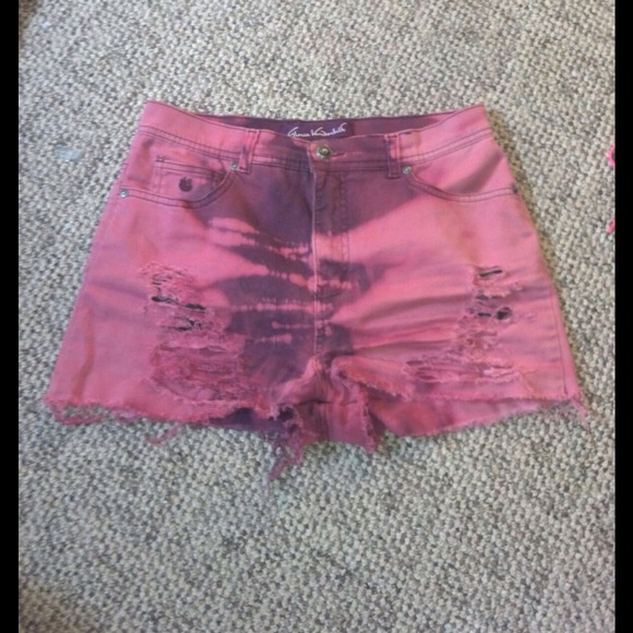 Red Ombré High Waist Shorts
