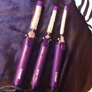 3 different size curling hair irons bundle conair
