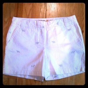 SOLD::J.Crew White Chino shorts with elephants