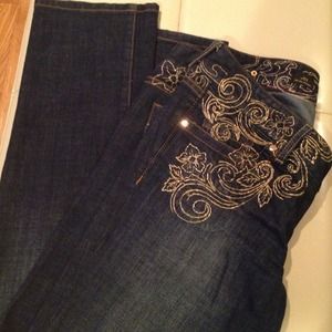 Express gold trim straight leg jeans!!