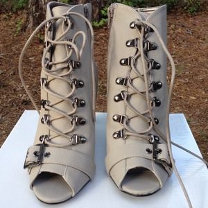 Gray Open Toe Heels NWT
