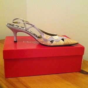 Christian Lacriox Gold/Purple Kitten Heel Size 40