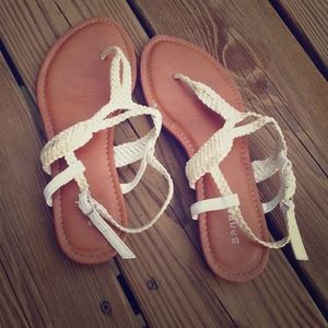 White braided sandals