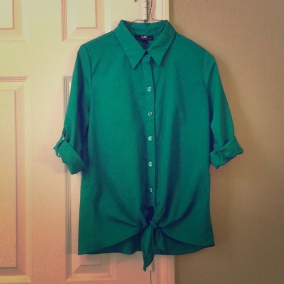 Green button down blouse