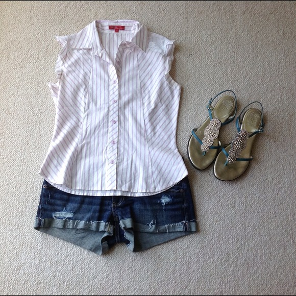 🔴Cute ruffled lace striped shirt
