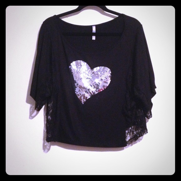 Black Top with Silver Heart