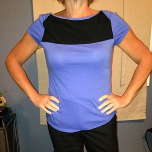 Blue and black block t shirt