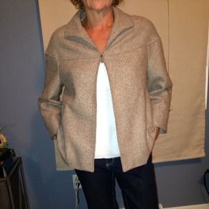 Wool tweed cape jacket