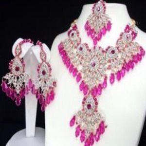 Pink patwa necklace set
