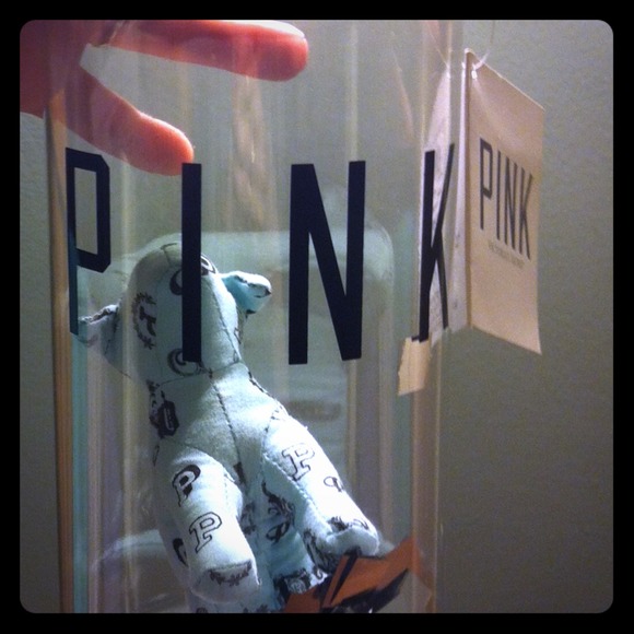 Pink water bottle with mini dog!