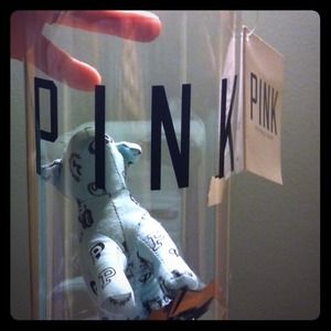 Pink water bottle with mini dog!