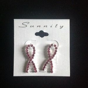 Breast cancer ribbon earrings
