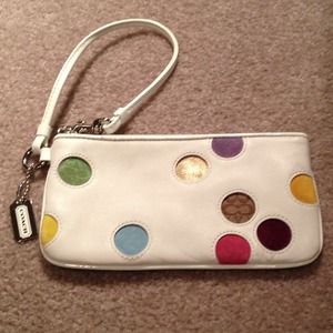 White Colorful Coach Wristlet