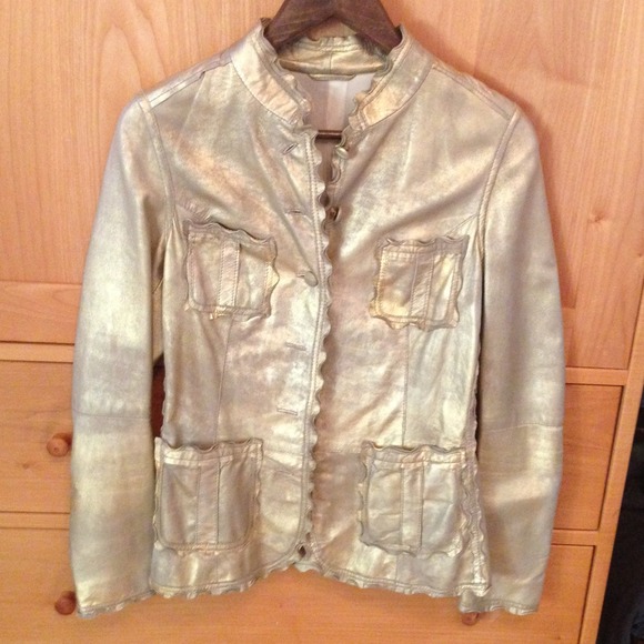 Gold brushed leather jacket