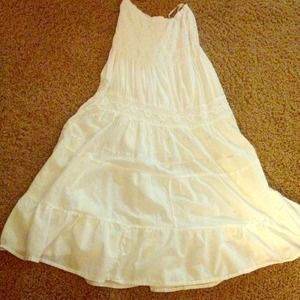 White Cotton Large Maxi Skirt
