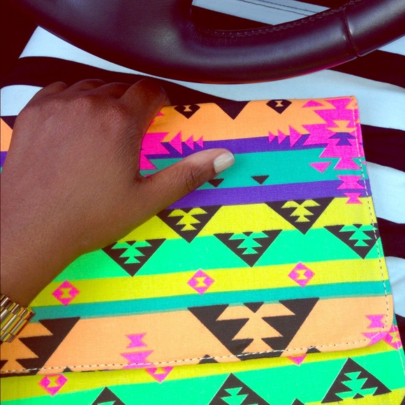 Neon Aztec - Flat Envelope Clutch