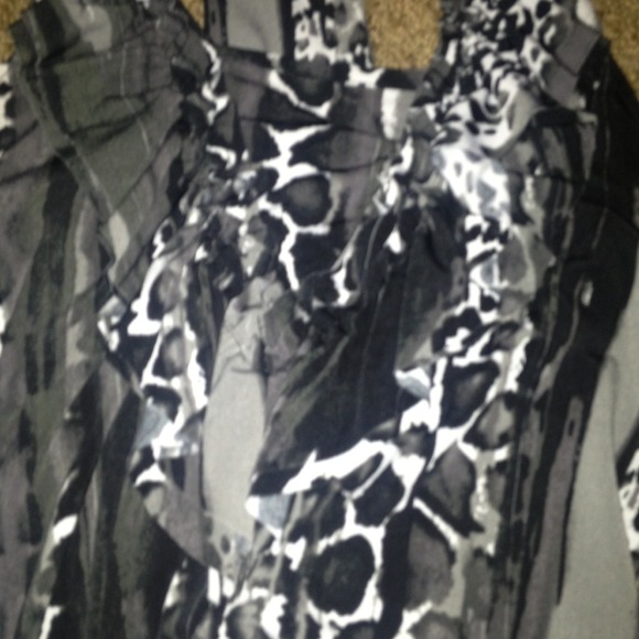 Black Grey and White Ruffle Front Razor Back Top - Picture 2 of 4