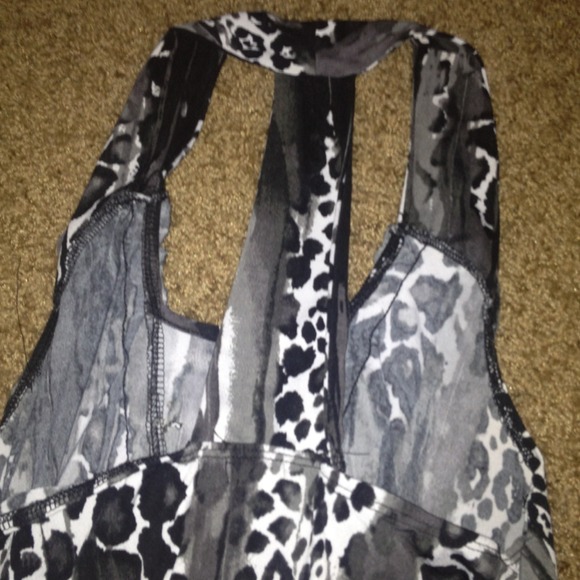 Black Grey and White Ruffle Front Razor Back Top - Picture 3 of 4