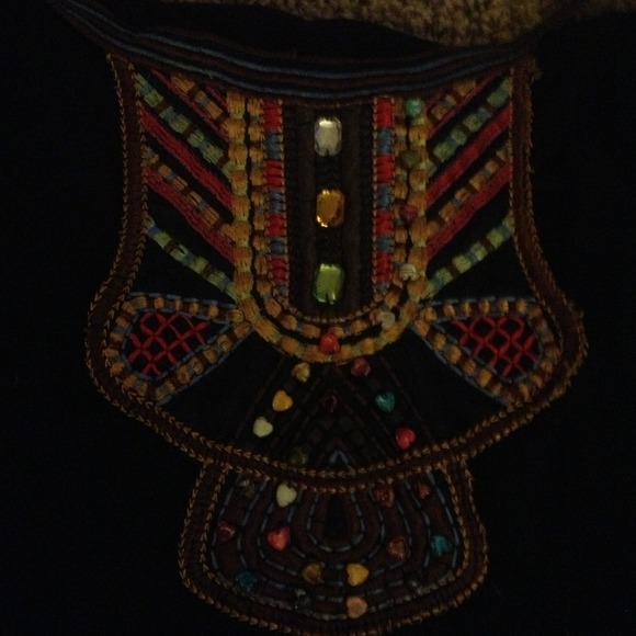 Swoop Neck Beaded and Embroidered Razor Back Top - Picture 2 of 3