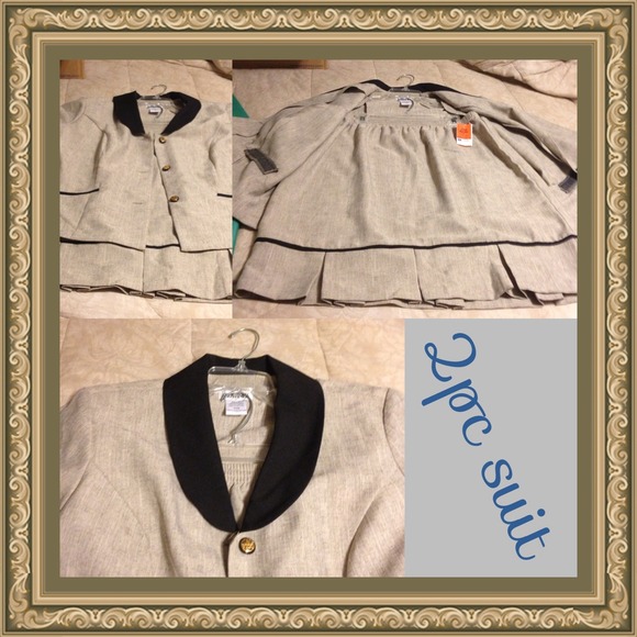 periwinkle Dresses & Skirts - Two piece suit. NWT. Beige w/black trim. Skirt.