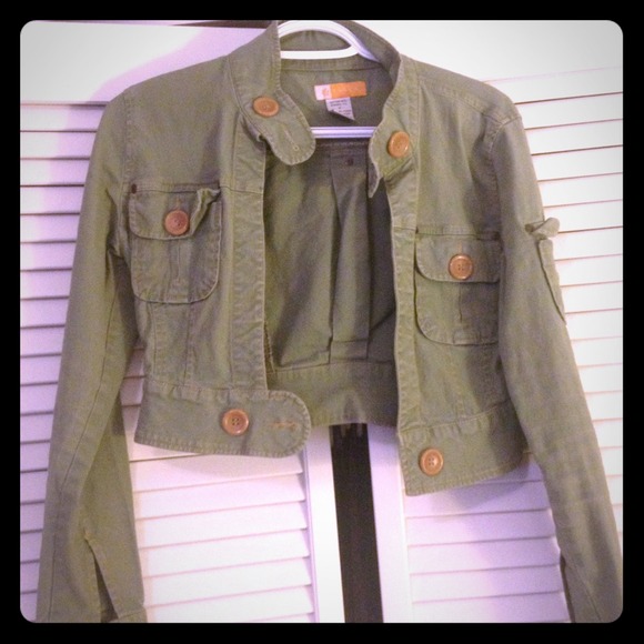 Denim, olive green, mid drift jacket - Picture 1 of 1