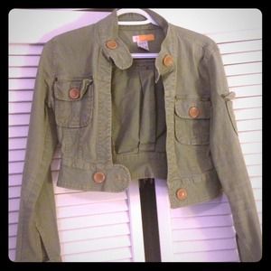 Denim, olive green, mid drift jacket