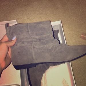 Grey suede booties