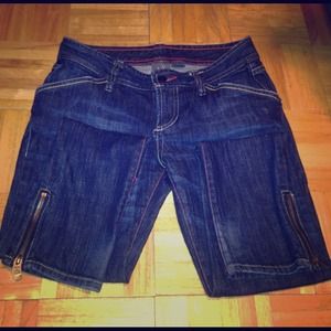 A/X dark wash skinny zipper jeans 2