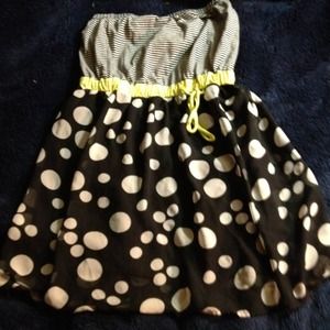 Strapless dress polka dots and stripes