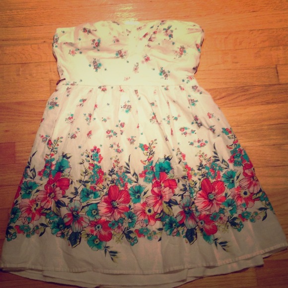 Strapless floral dress