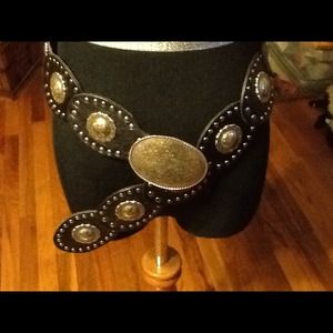 Wide Black Studded Belt