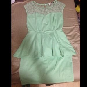 Pastel Green Peplum Dress