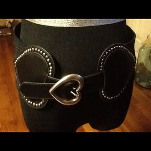 Wide Black Elastic Heart Belt