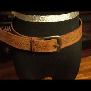 Brown Tooled Brown Belt Western look