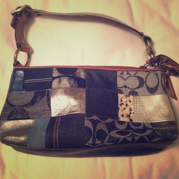 Denim patterned coach purse