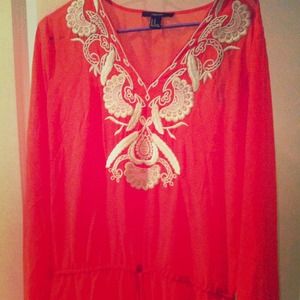 Long Orange Cream Dress