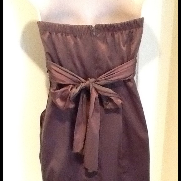 ❣❣Brown satin mini-dress - Picture 2 of 4