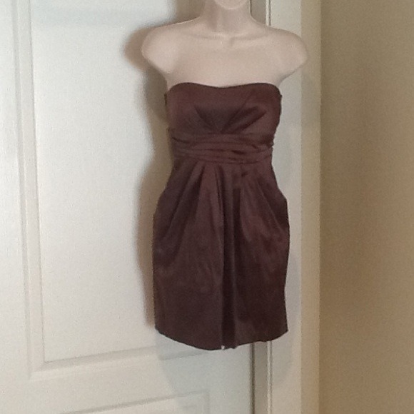 ❣❣Brown satin mini-dress - Picture 4 of 4