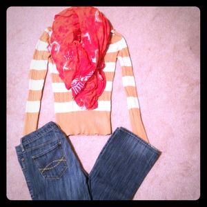American Eagle striped cable knit sweater