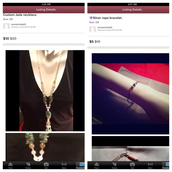 Custom jade necklace and  silver rope bracelet