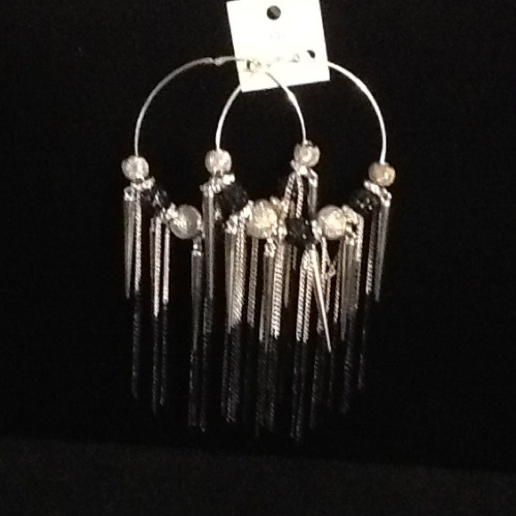 Silver black earrings